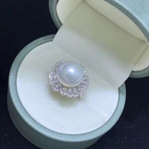 real pearl Elegant Silver Pearl Ring adjustable